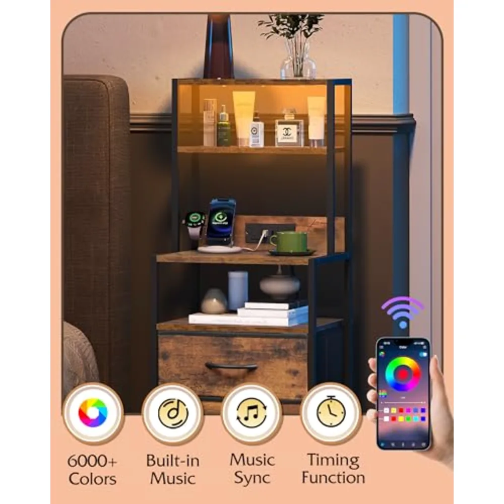 Tall Nightstand with Charging Station, view 4