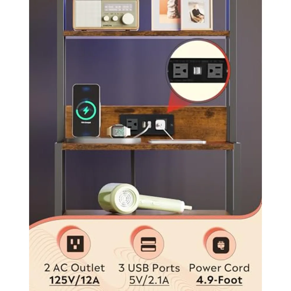 Tall Nightstand with Charging Station, view 5