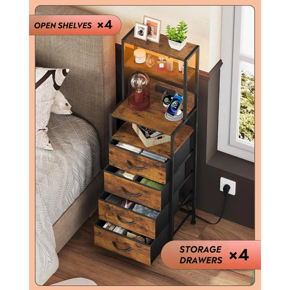 Tall Nightstand with Charging Station, view 6