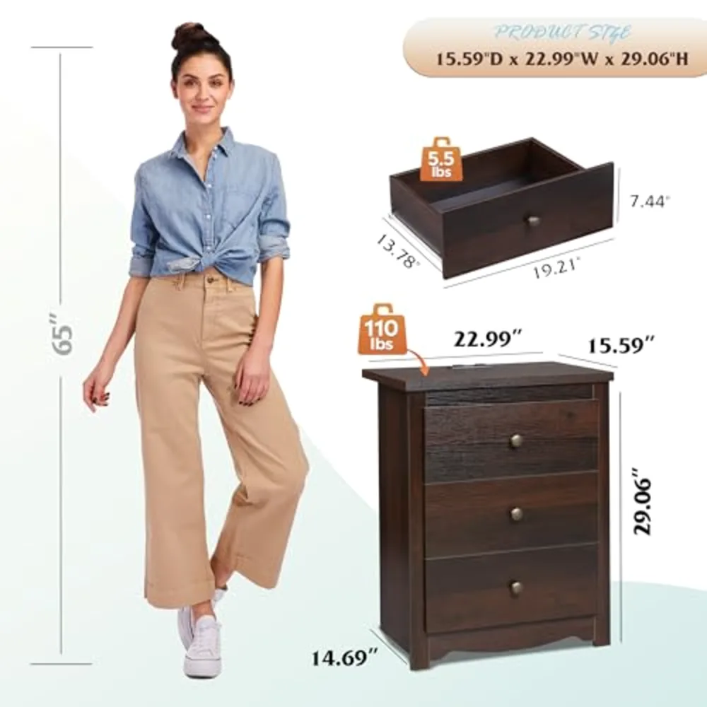 Tall Nightstand with Charging Station, view 3