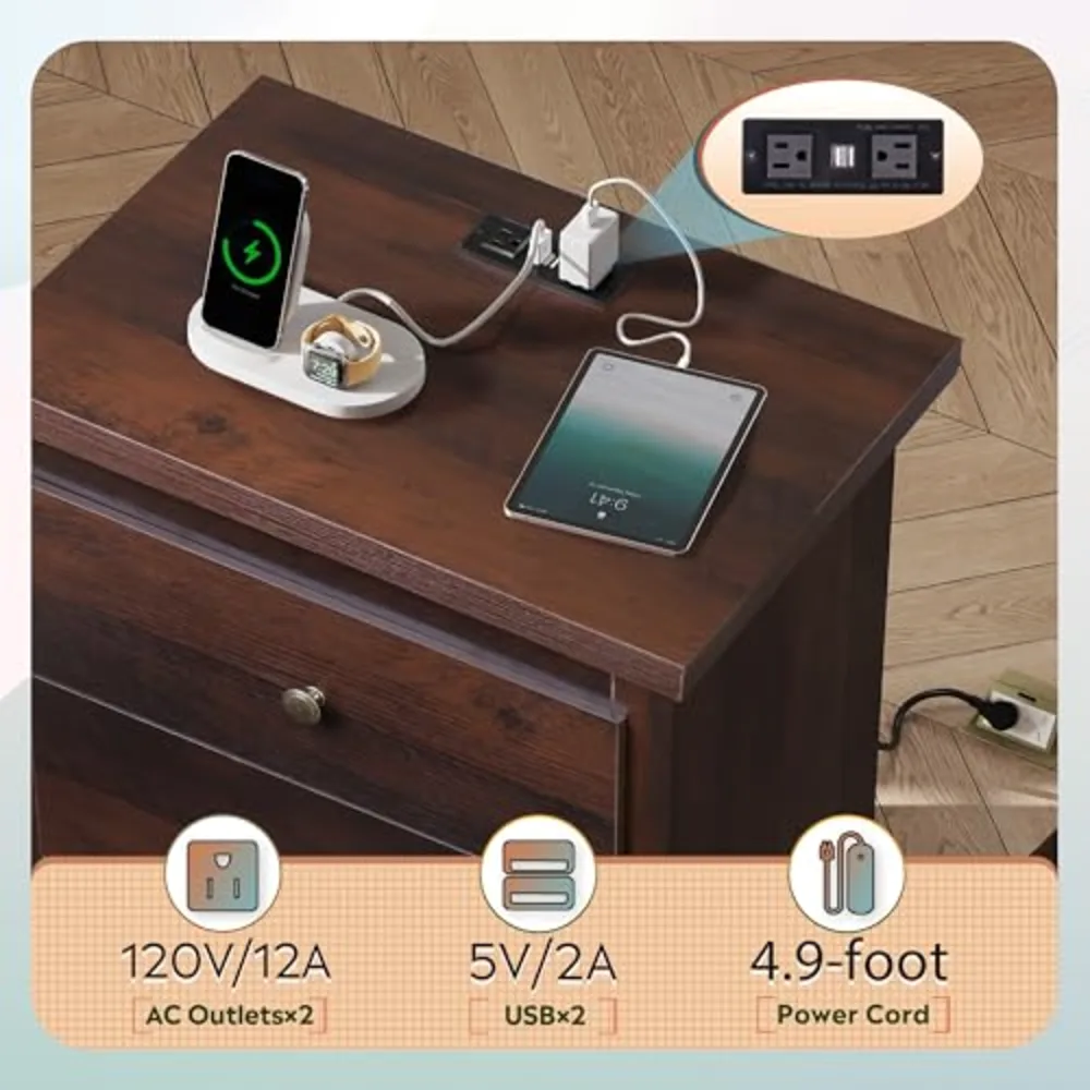 Tall Nightstand with Charging Station, view 4