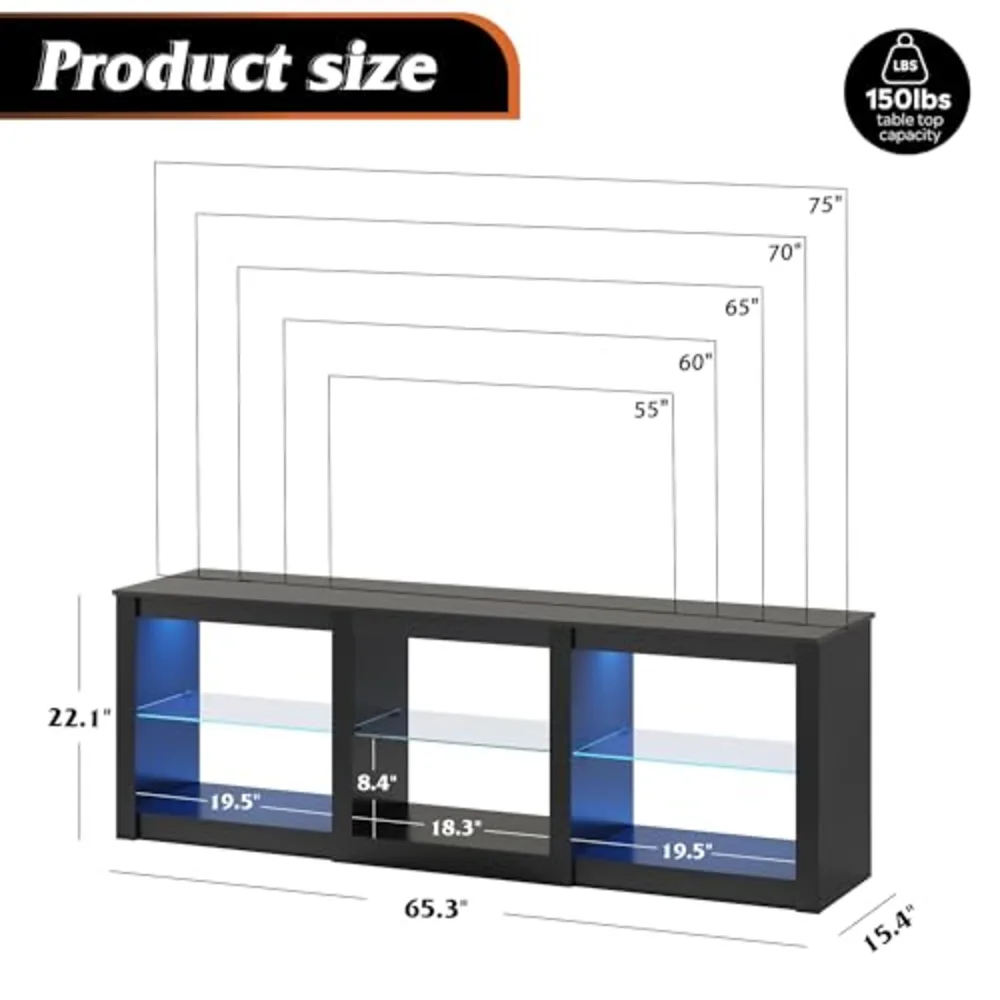 TV Stand for 55/65/75 Inch TV, view 3