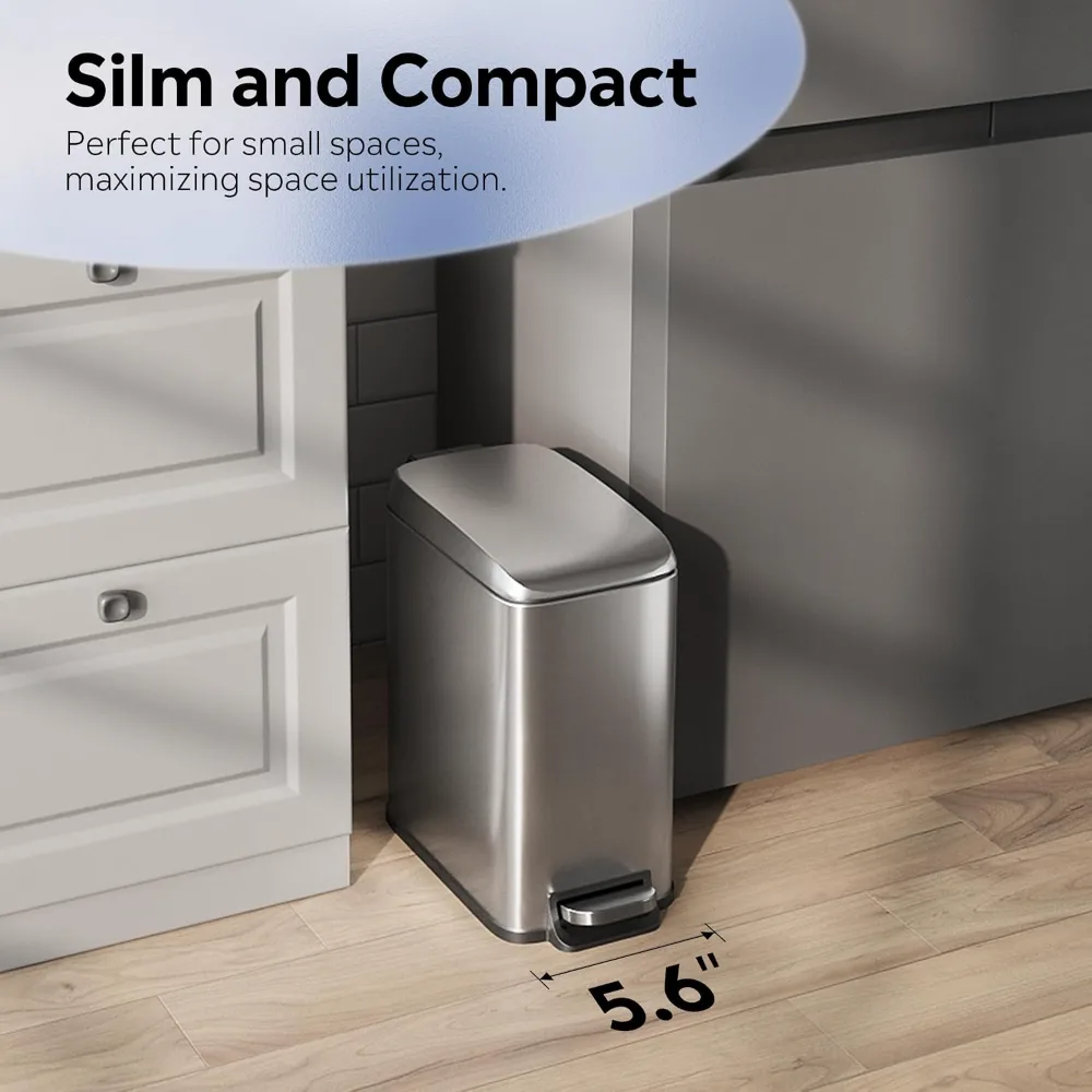 WLIVE 1.3 Gallon / 5 Liter Bathroom Trash Can with Lid, view 6