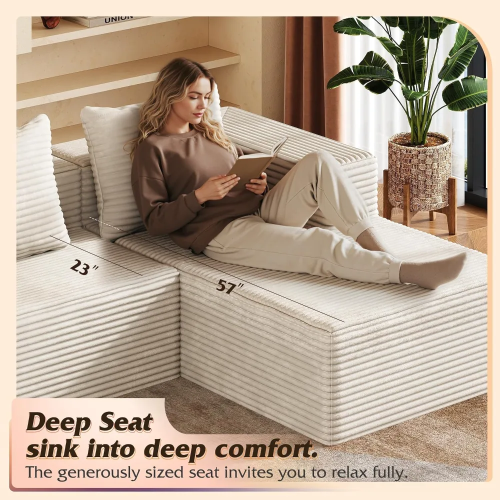 WLIVE 104'' Cloud Sectional Couches for Living Room, view 6