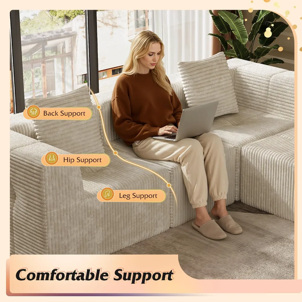 WLIVE 108'' Cloud Sectional Couches for Living Room, view 6