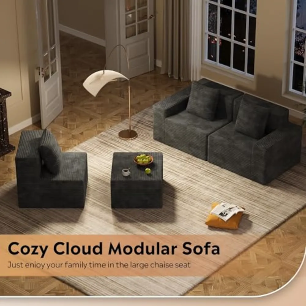 WLIVE 110'' Cloud Sectional Couches for Living Room, view 5
