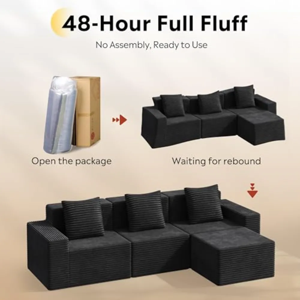 WLIVE 110'' Cloud Sectional Couches for Living Room, view 3