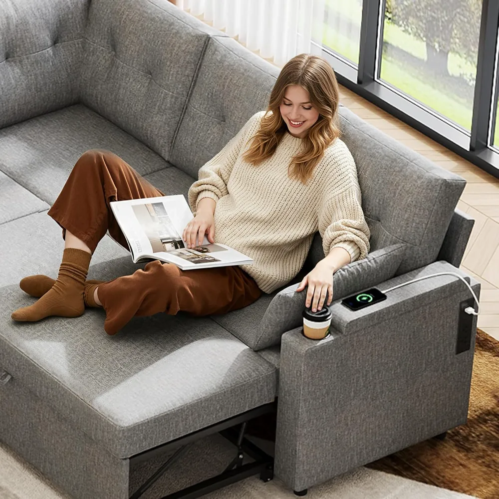 WLIVE 110'' Sectional Couches for Living Room, view 6