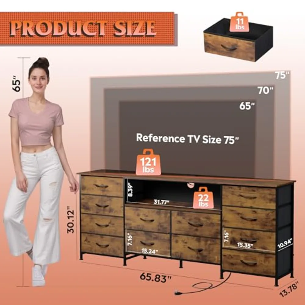WLIVE 12 Drawer Dresser for Bedroom, view 2