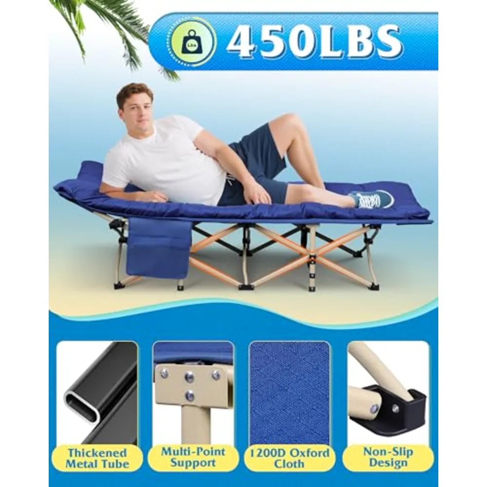 WLIVE 1200D Oxford Camping Cots with Washable Mattress for Adults, view 3