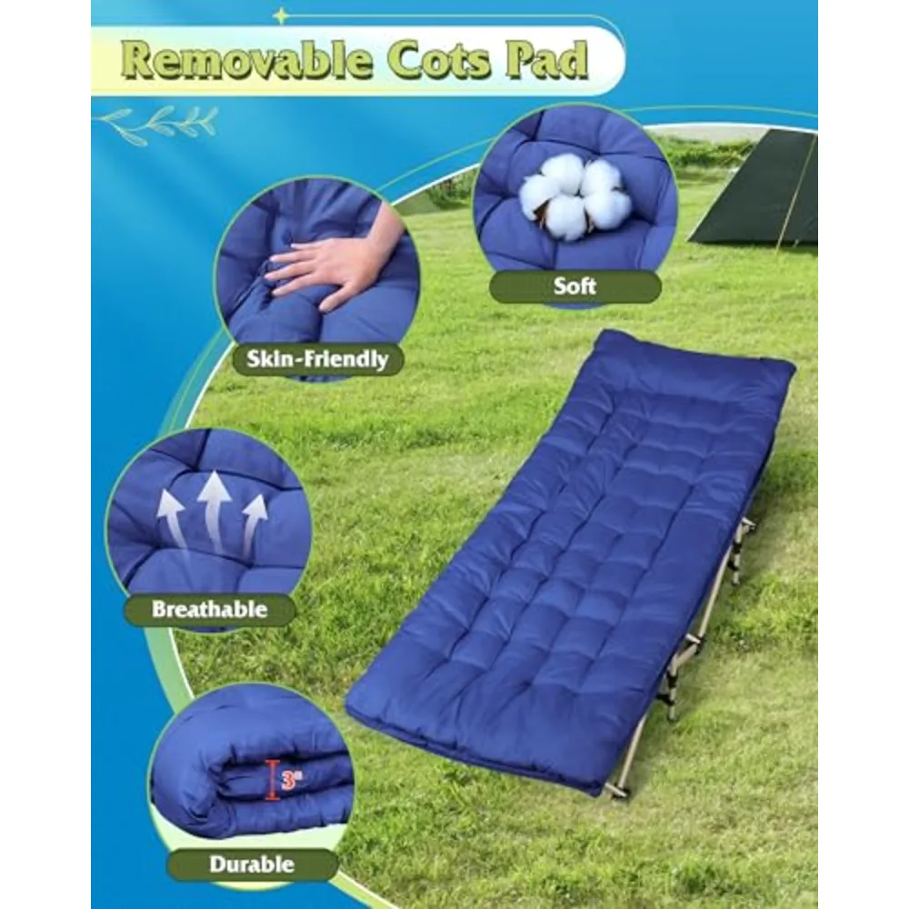 WLIVE 1200D Oxford Camping Cots with Washable Mattress for Adults, view 4