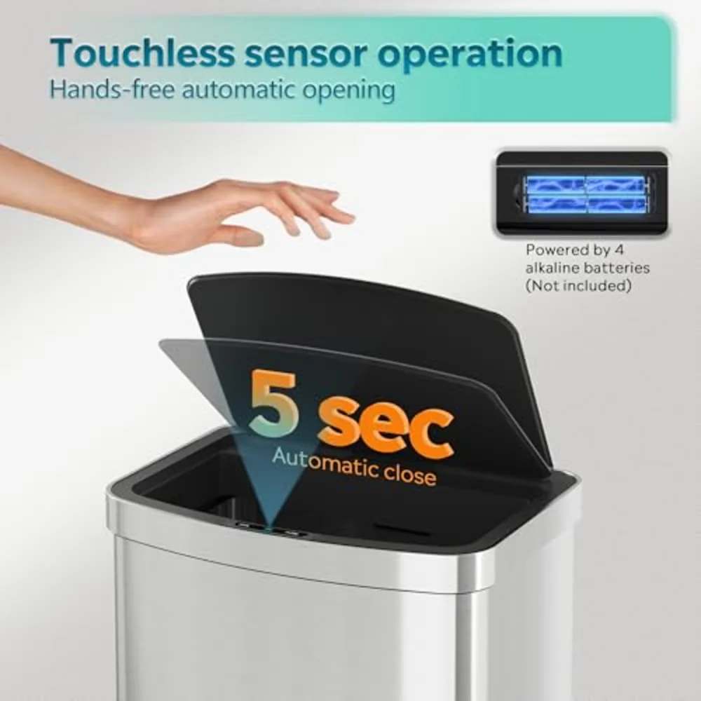 WLIVE 16 Gallon Motion Sensor Trash Can, view 3