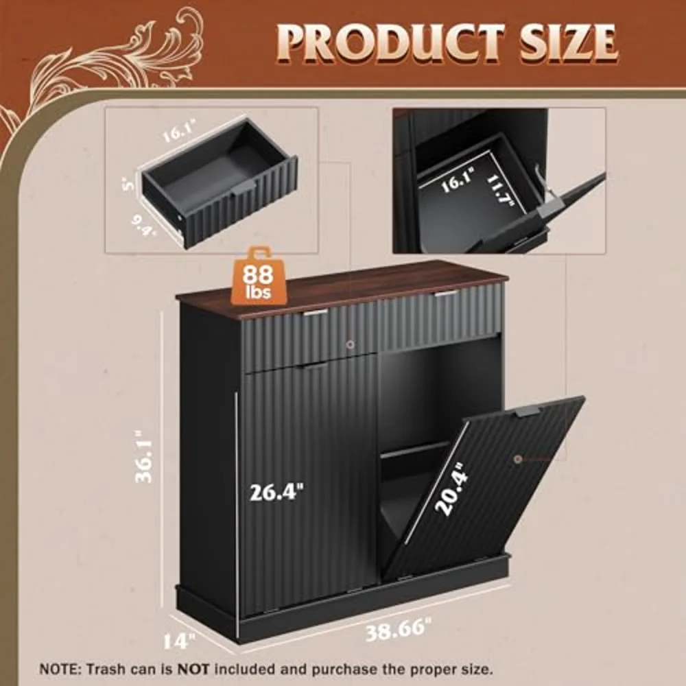 WLIVE 2 * 10 Gallon Double Tilt Out Trash Can Cabinet