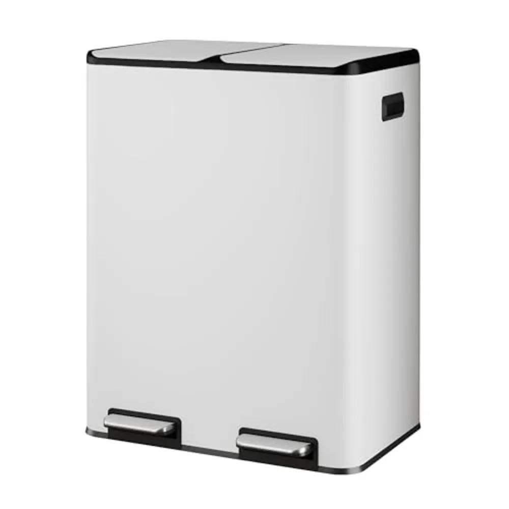 WLIVE 2 x 8 Gallon Stainless Steel Dual Trash Can