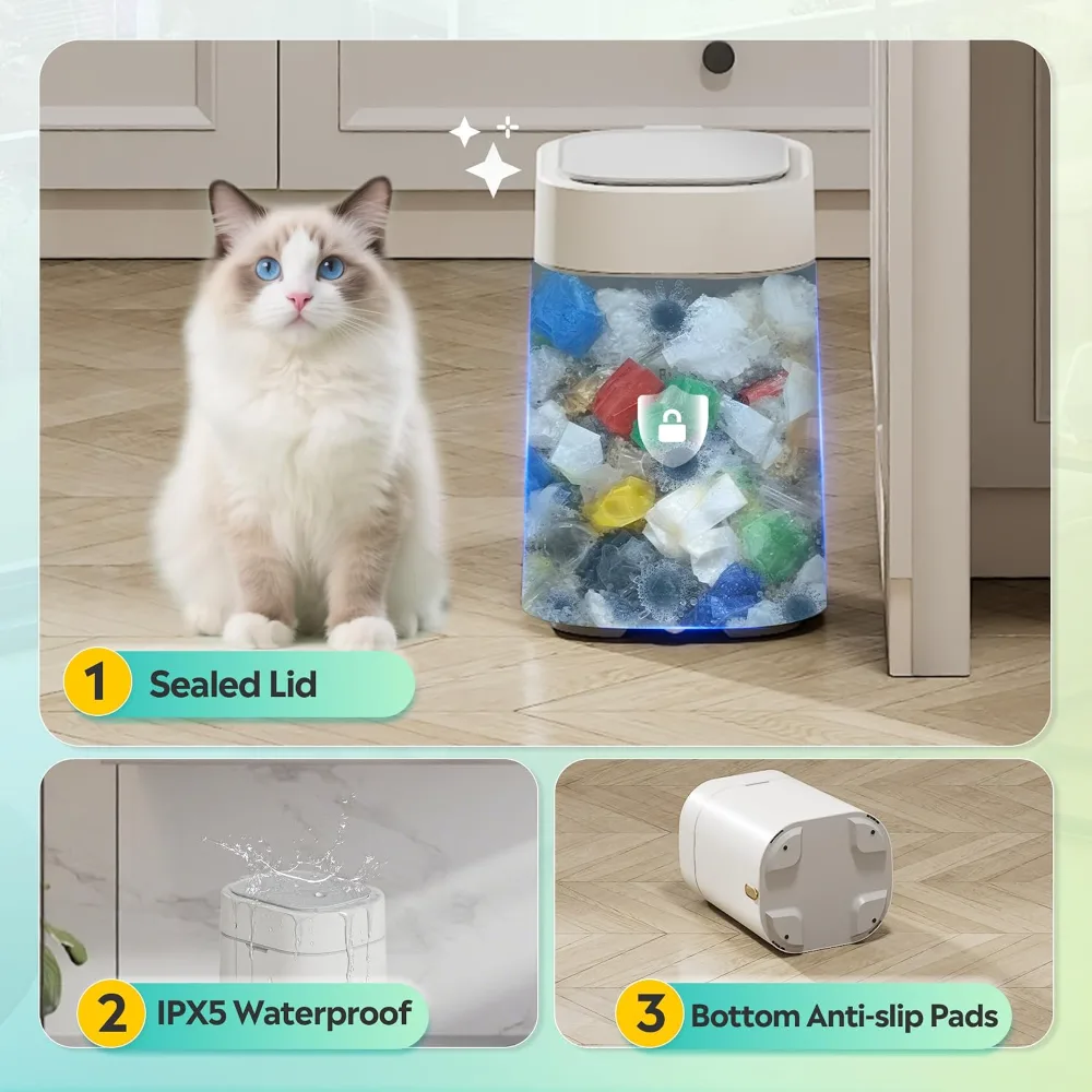 WLIVE 3.2 Gallon / 12 Liter Automatic Bathroom Trash Can, view 6