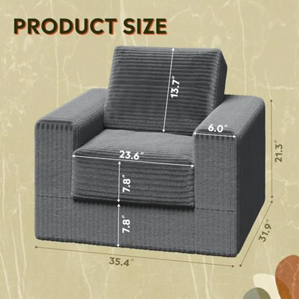 WLIVE 35'' Boneless Chair for Living Room, view 2