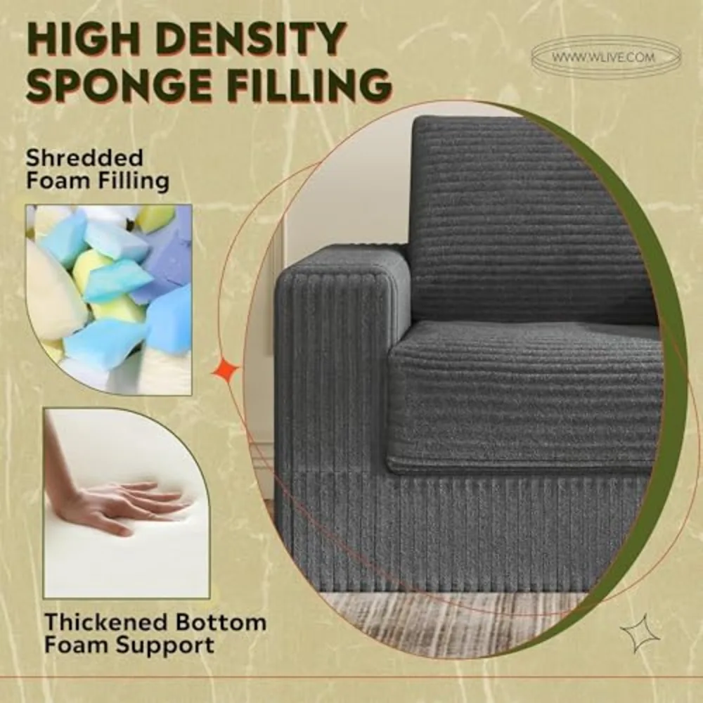 WLIVE 35'' Boneless Chair for Living Room, view 3