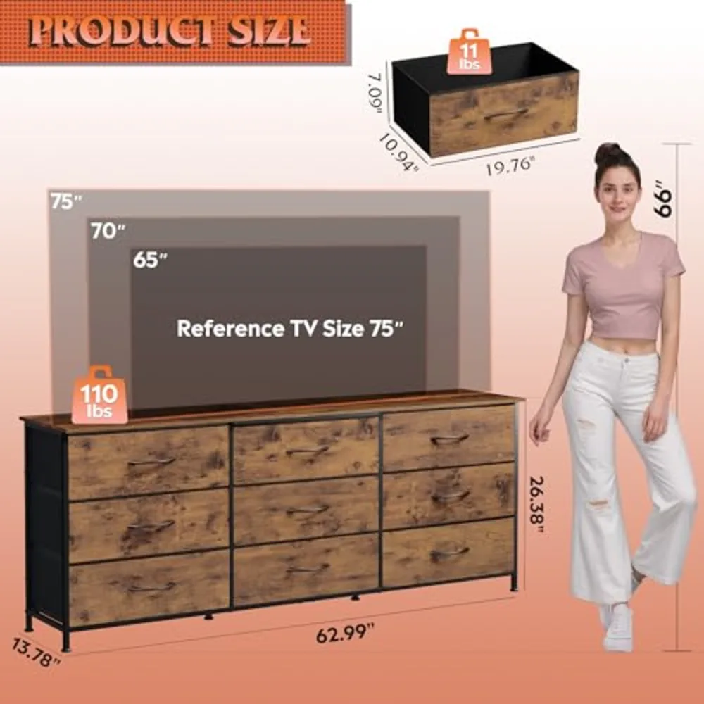WLIVE 63''W Dresser for Bedroom, view 3