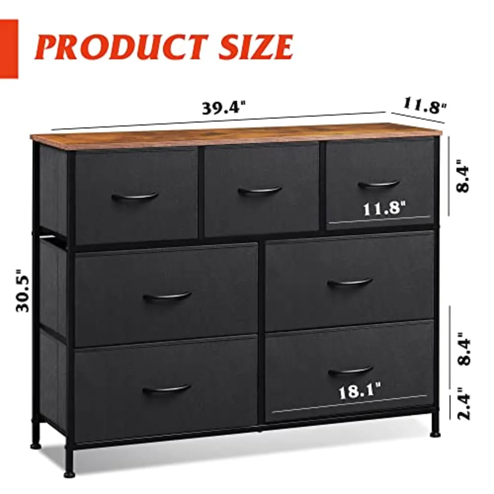 WLIVE 7 Drawer Dresser TV Stand, view 3