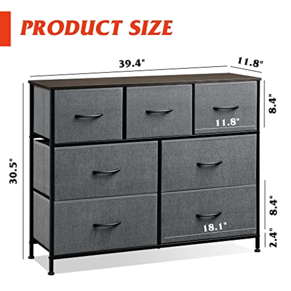 WLIVE 7 Drawer Dresser TV Stand, view 3