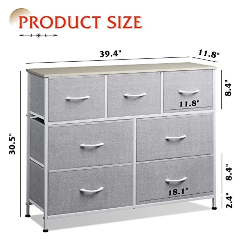WLIVE 7 Drawer Dresser TV Stand, view 3