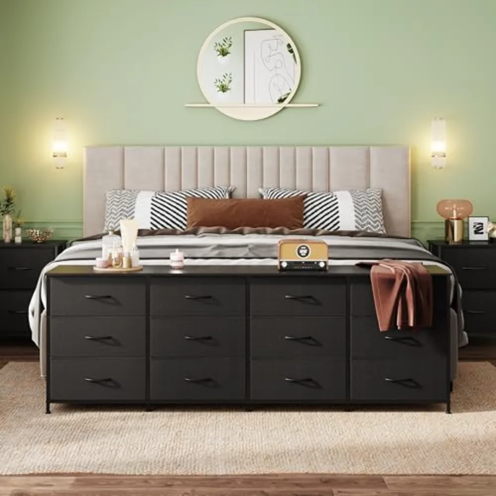 WLIVE 75.5'' Black Dresser for Bedroom, view 2