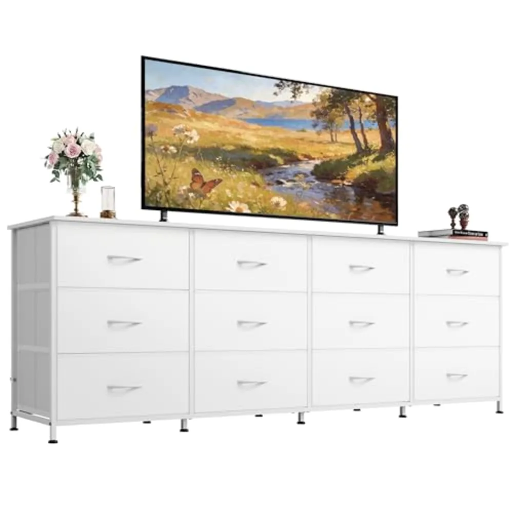 WLIVE 75.5'' White Dresser for Bedroom