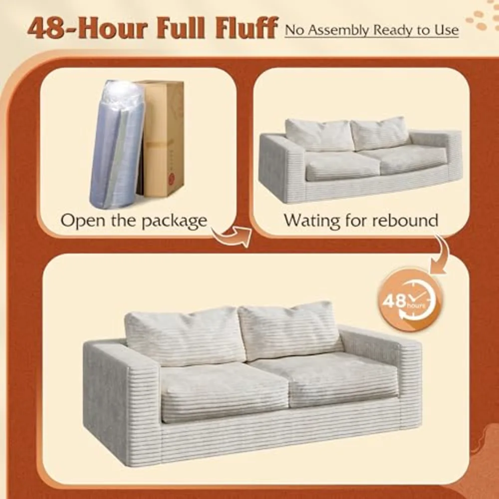 WLIVE 82'' Boneless Loveseat Couches for Living Room, view 3