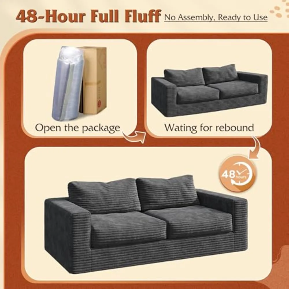WLIVE 82'' Boneless Loveseat Couches for Living Room, view 3
