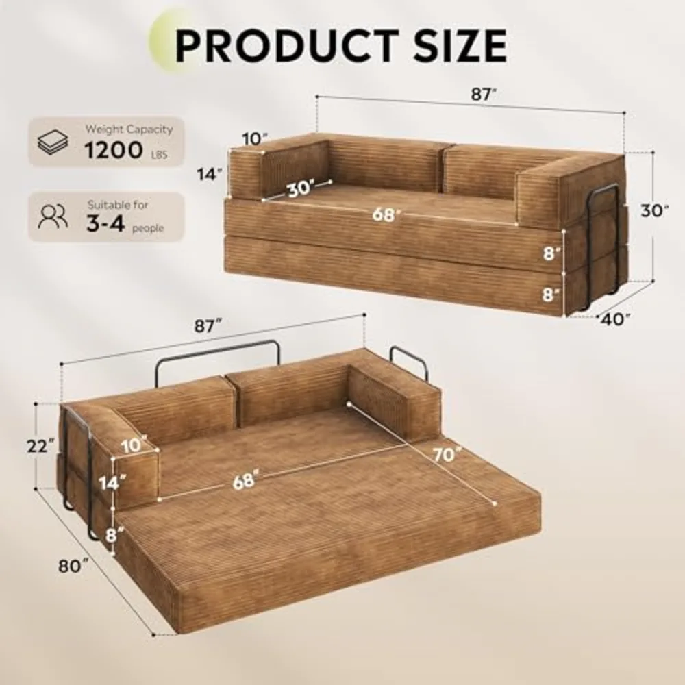 WLIVE 87'' Futon Sofa Bed, view 3