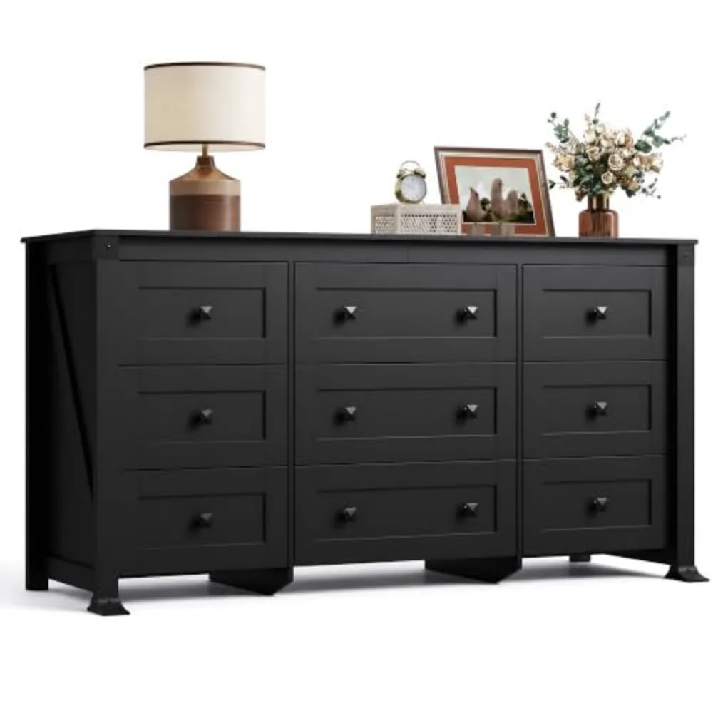 WLIVE 9 Drawer Dresser Black