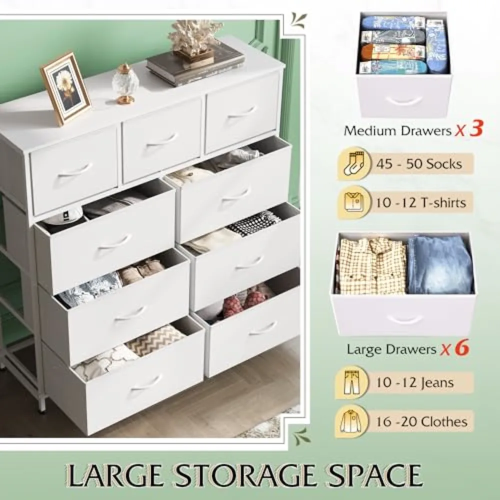 WLIVE 9-Drawer Dresser Fabric Storage Tower for Bedroom, view 5