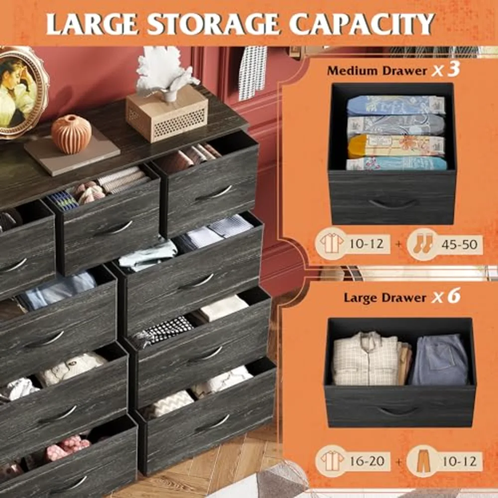 WLIVE 9-Drawer Dresser Fabric Storage Tower for Bedroom, view 5