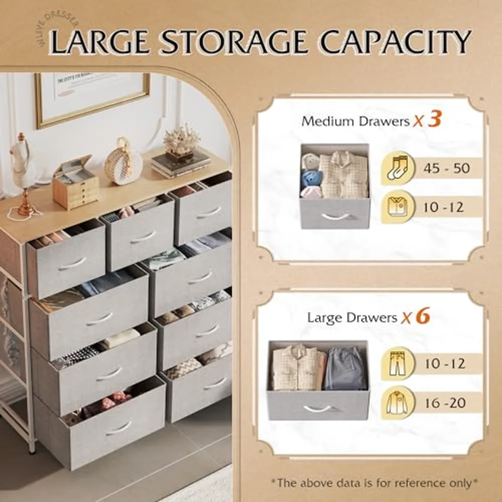 WLIVE 9-Drawer Dresser Fabric Storage Tower for Bedroom, view 5