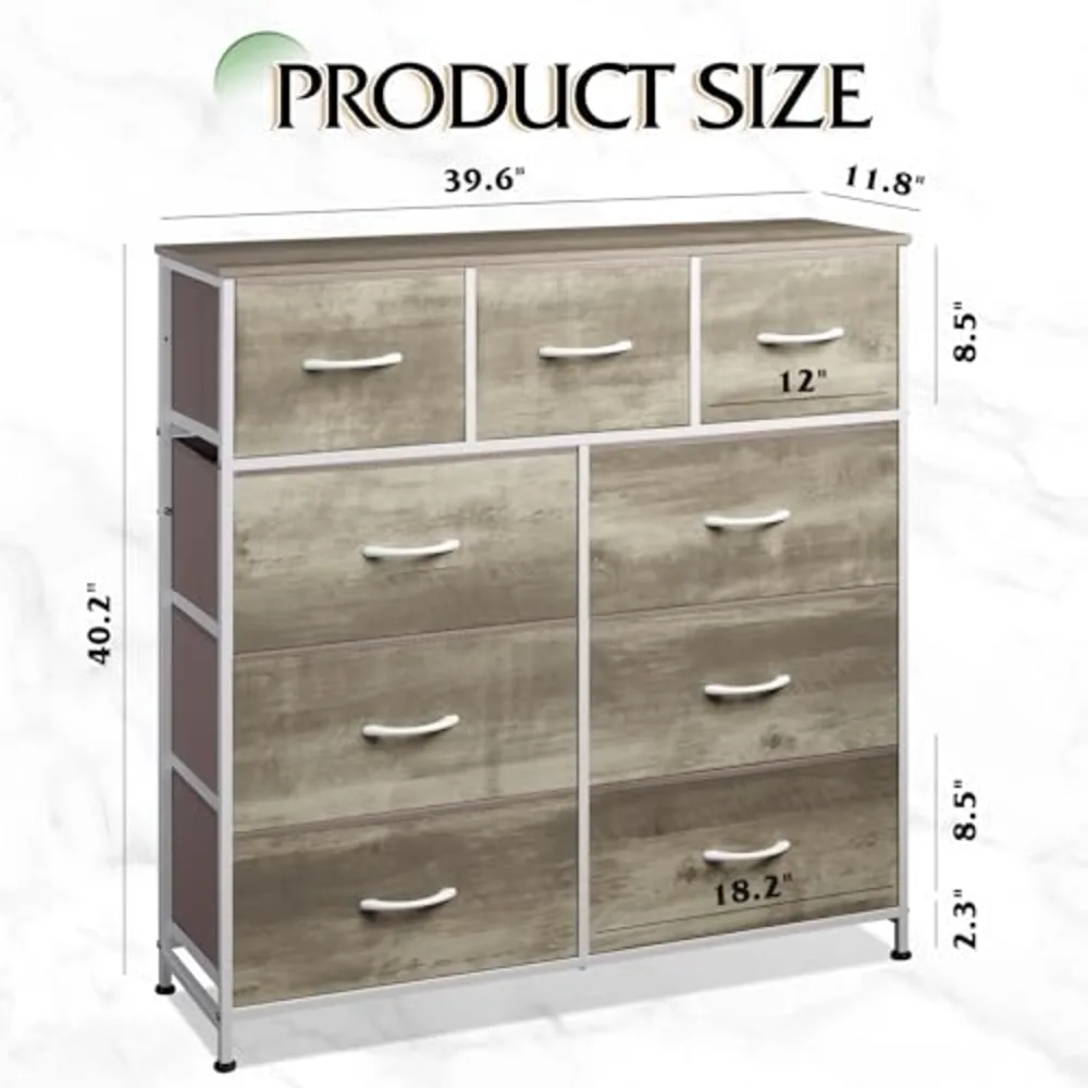 WLIVE 9-Drawer Dresser Fabric Storage Tower for Bedroom, view 3