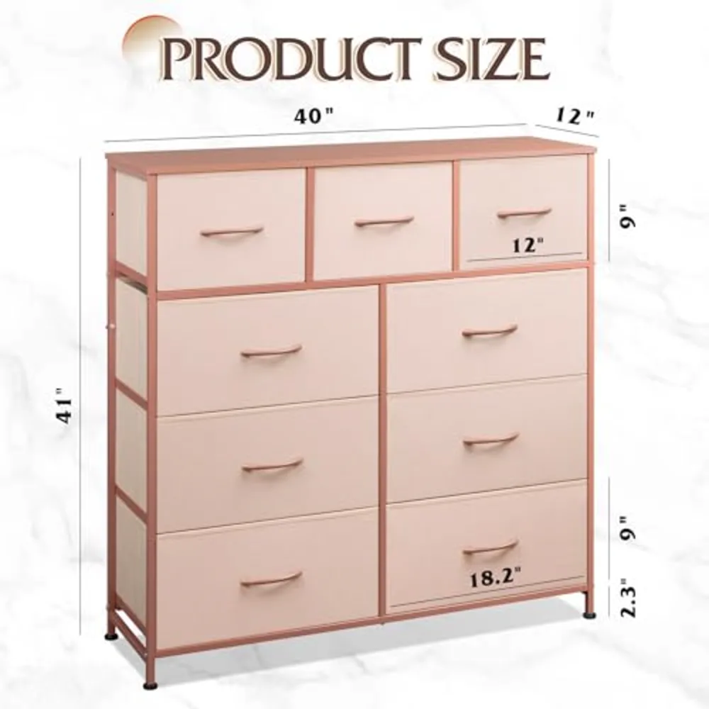 WLIVE 9-Drawer Dresser Fabric Storage Tower for Bedroom, view 3