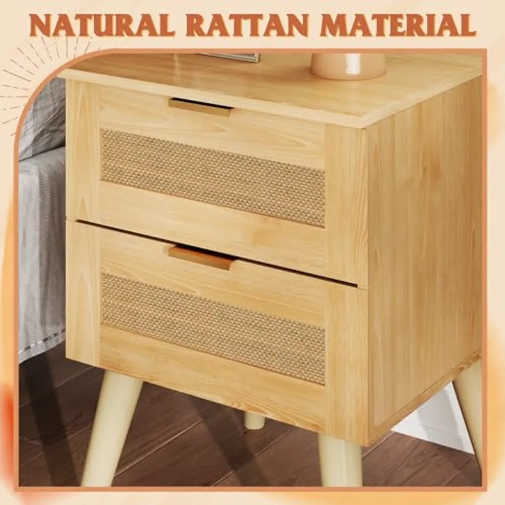 Wooden Nightstands Set of 2, view 4