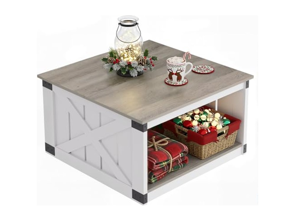 Coffee Table Farmhouse Coffee Table with Open Storage