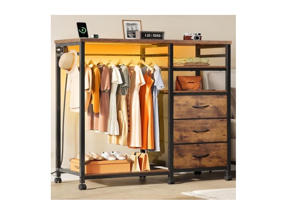 Dresser with Hanging Rack for Bedroom