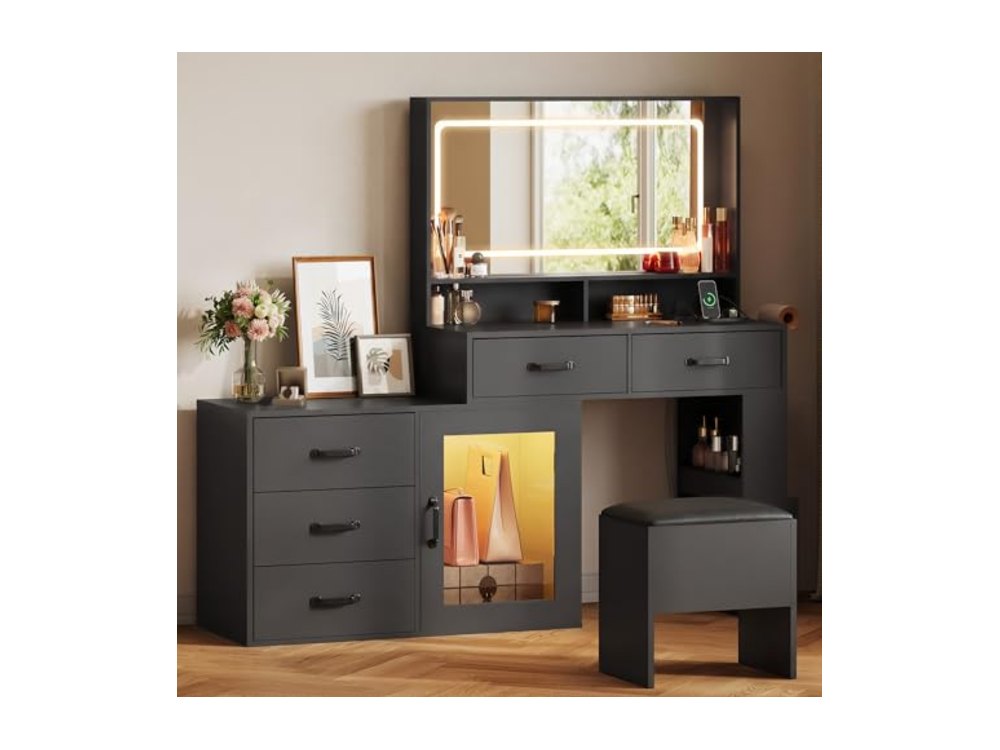 LED Vanity Desk with Mirror and Lights