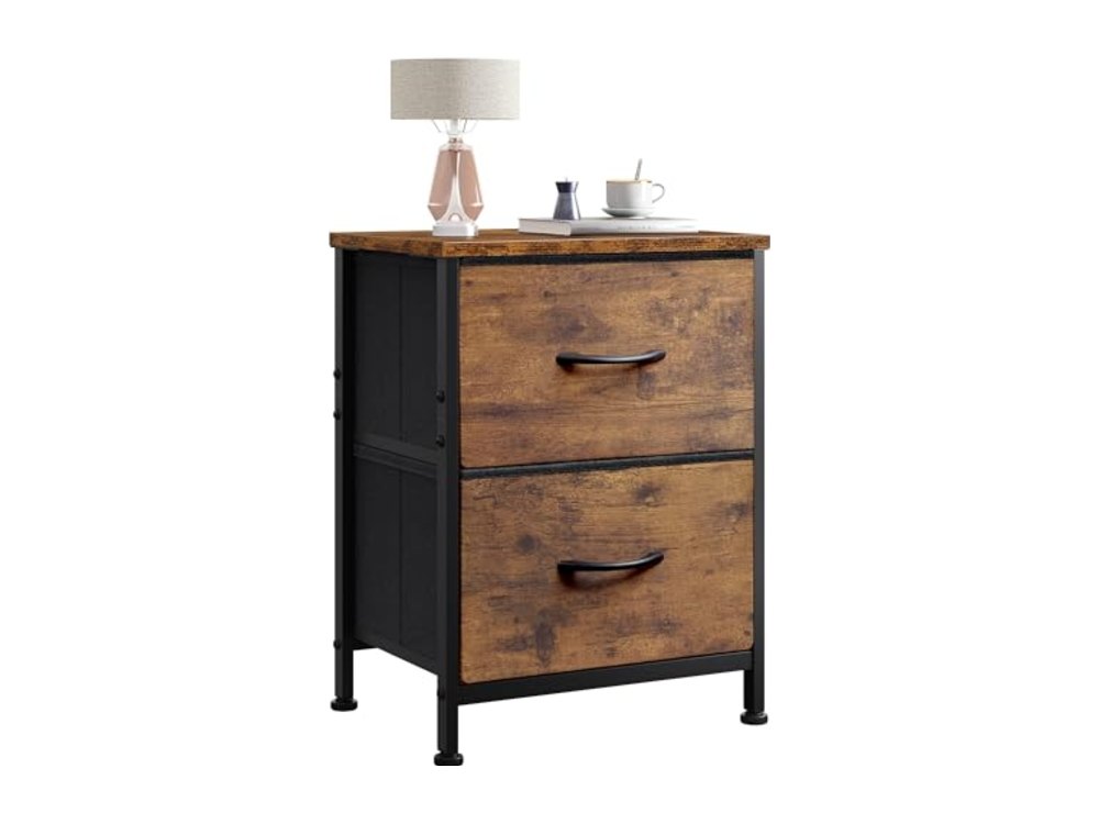 Night Stand Small Dresser with 2 Drawers & Wooden Top