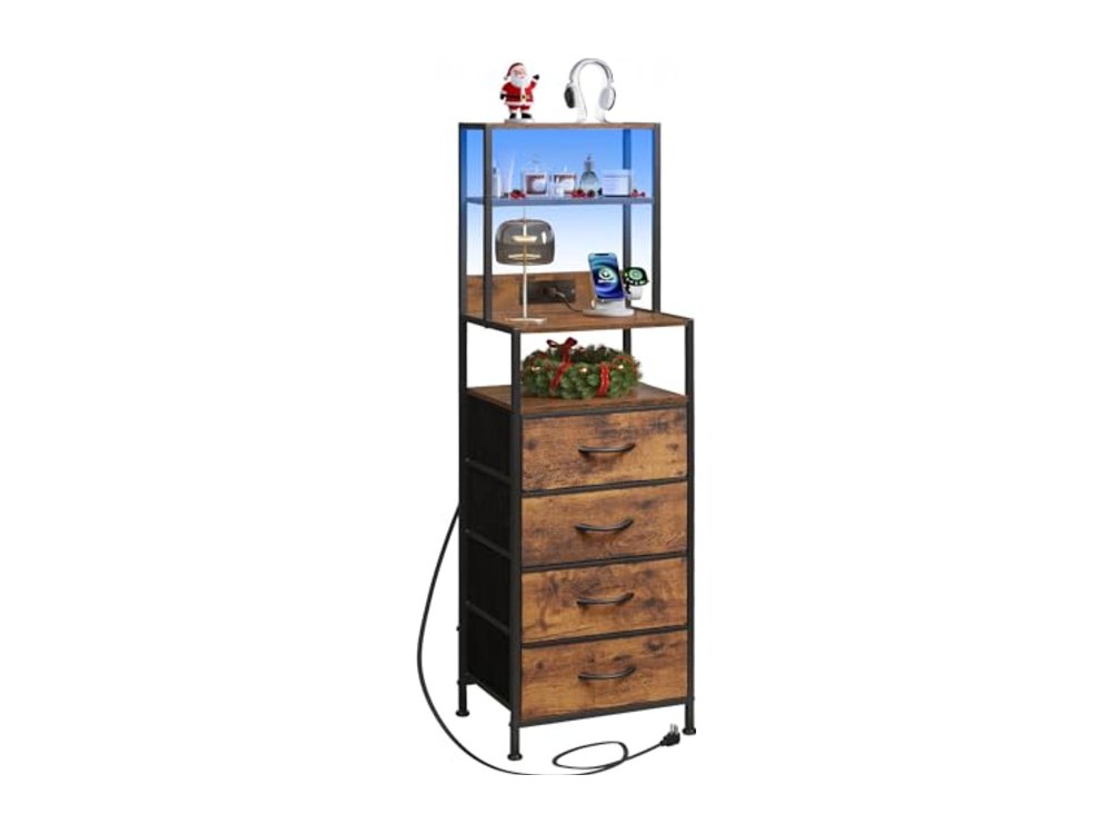Tall Nightstand with Charging Station