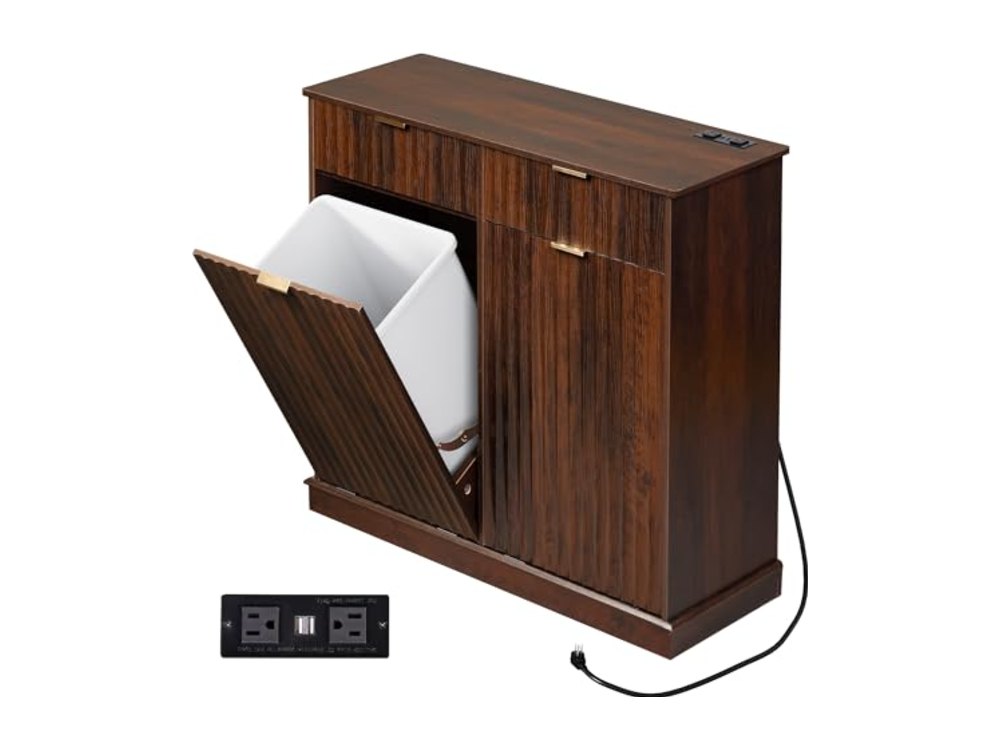 WLIVE 2 * 10 Gallon Double Tilt Out Trash Can Cabinet