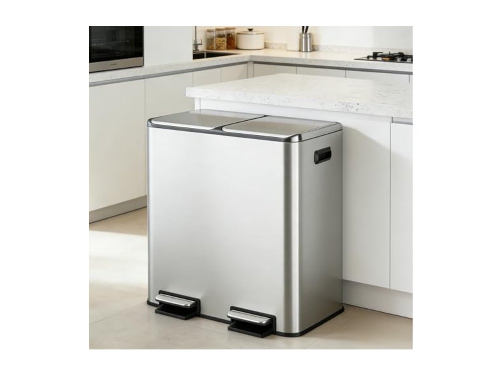 WLIVE 2 x 8 Gallon Dual Compartment Trash Can Stainless Steel