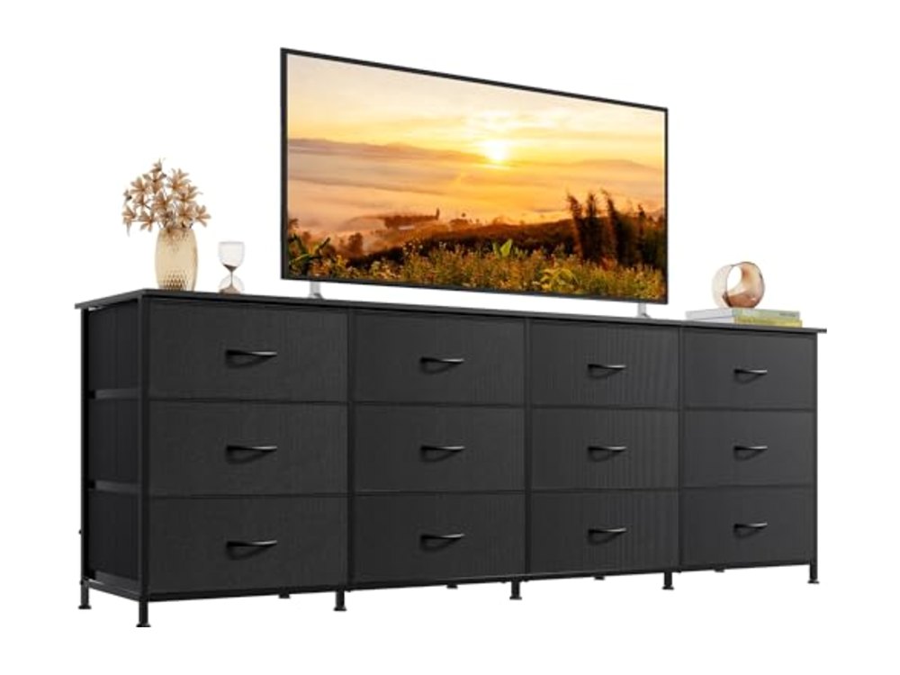 WLIVE 75.5'' Black Dresser for Bedroom